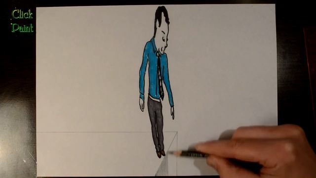 Простой 3D рисунок на бумаге Человечек на краю Простая Иллюзия смотреть онлайн