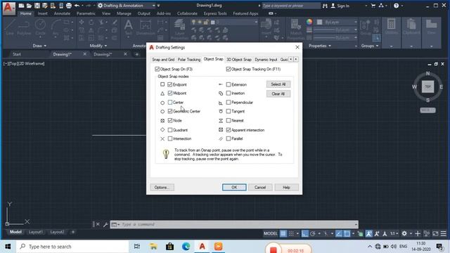 Autocad Midpoint,Endpoint,Circlepoimt etc.set kese kare. AUTOCAD 2020.New Varsion..how to set all смотреть онлайн