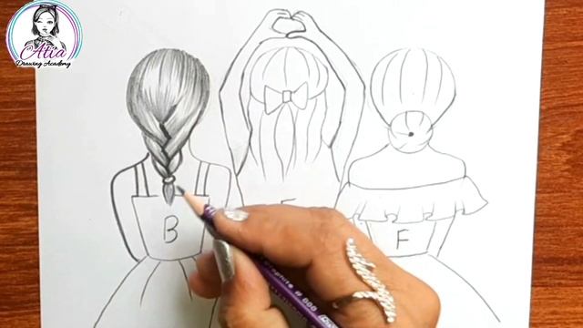 Best Friends Drawing / BFF Drawing Easy Step by Step / Friendship Day Drawing / Pencil Drawing смотреть онлайн