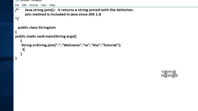 Java program to return string via join() method. смотреть онлайн