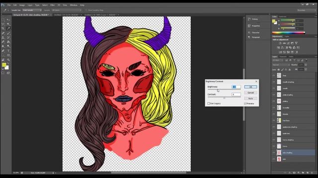 Cell Shading an Illustration Using Photoshop - The Neon Demon | Halloween Special | Petikoviko смотреть онлайн