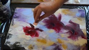 Как написать интерьерную картину шпателем/ Картина с цветами.