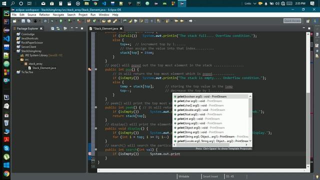 Coding to make a Stack using Array in java. смотреть онлайн