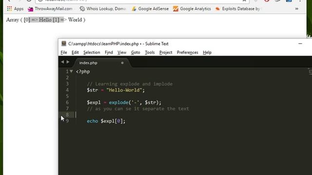 Learning PHP explode and implode for beginners смотреть онлайн