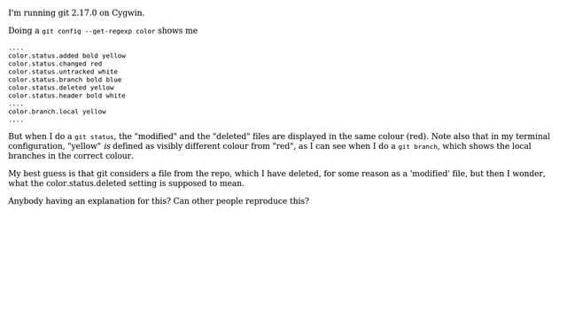 Unix & Linux: Git status: Coloring deleted files смотреть онлайн