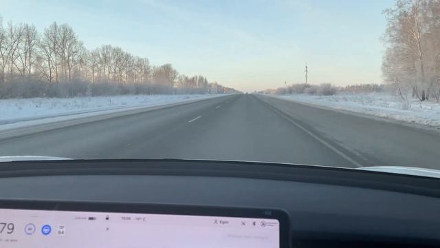 Сколько проедет электромобиль Tesla в -14 градусов. смотреть онлайн