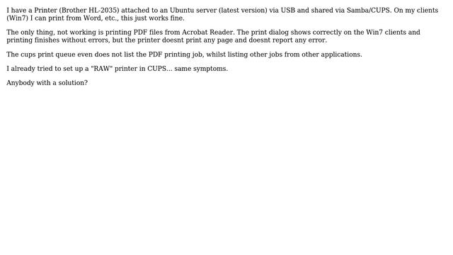 Ubuntu: PDF not printing on Printer shared via CUPS/SAMBA смотреть онлайн