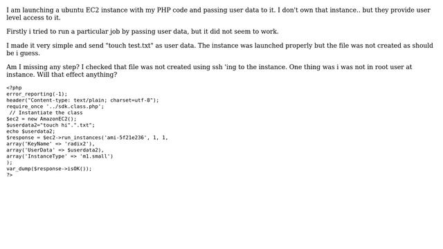 DevOps & SysAdmins: Amazon EC2 not working with user data php смотреть онлайн