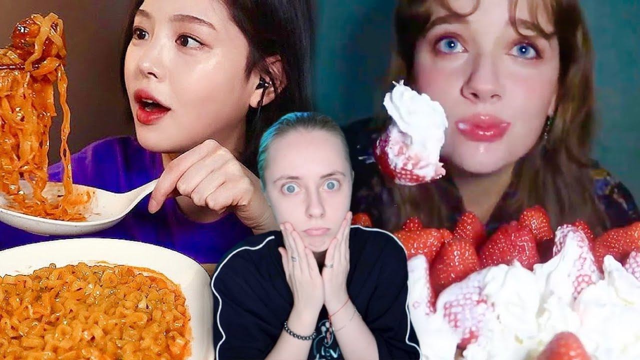 АЗИАТЫ ПРОТИВ ЕВРОПЕЙЦЕВ в АСМР и МУКБАНГреакция на мукбангеров смотреть онлайн