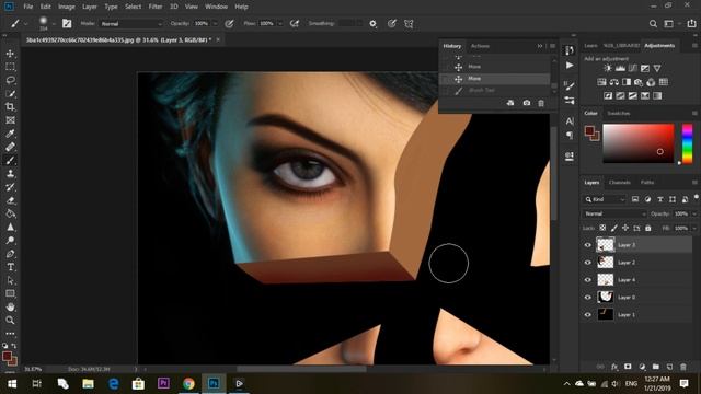 Face cutting 3D effect Photoshop Tutorial смотреть онлайн
