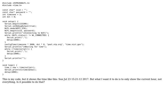 Arduino: Get hour with ctime (time library with ESP8266) смотреть онлайн