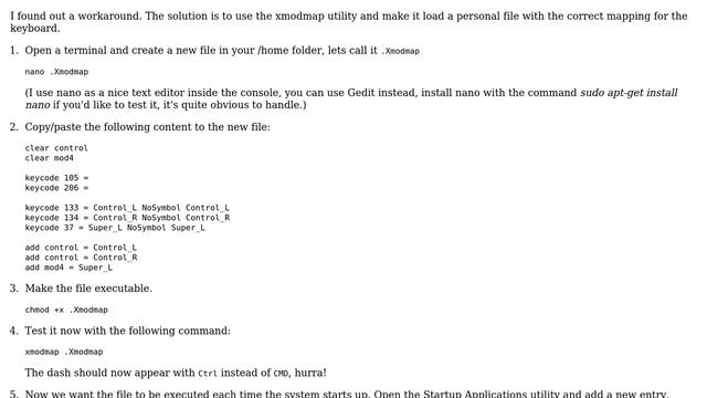 Ubuntu: How To Invert Ctrl And Cmd On A Macbook Pro Keyboard?