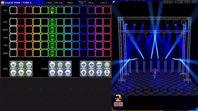 GrandMA2 Onpc Interactive Color Picker With Delay And Sweeps Demonstration With Showfile