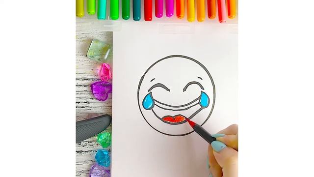 Рисуем смайлик Эмодзи Смеющийся Легкие рисунки для срисовки канал Мама Рисует смотреть онлайн