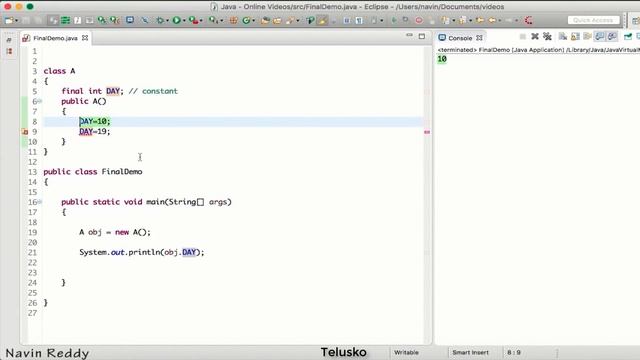 #6.10 Java Tutorial | Final Keyword смотреть онлайн