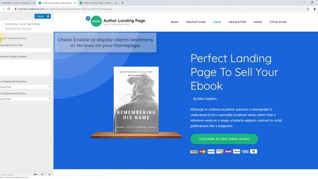 How to add Testimonial Section on homepage | Author Landing Page WordPress Theme смотреть онлайн