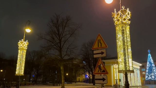 Новогодний Большеохтинский мост и Смольный в Санкт-Петербурге смотреть онлайн
