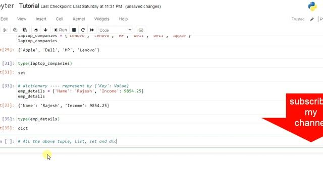Types of object in python -- Single and multiple data types elements. смотреть онлайн