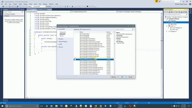 CSharp - Excel Library - Add reference to Excel library in Visual Studio смотреть онлайн