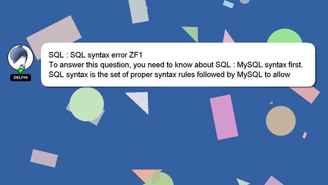 SQL : SQL syntax error ZF1 смотреть онлайн