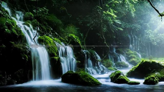 1 Hour of Soothing Waterfall Sounds for Relaxation and Sleep| Ambient serene music playing смотреть онлайн