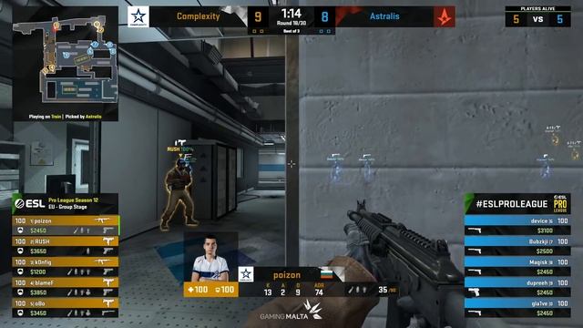 CS:GO - Complexity vs. Astralis [Train] Map 1 - ESL Pro League Season 12 - Group B - EU смотреть онлайн