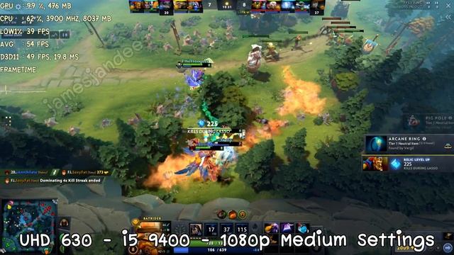 Dota 2 All Settings UHD 630 i5 9400 FPS Test November 2021 смотреть онлайн