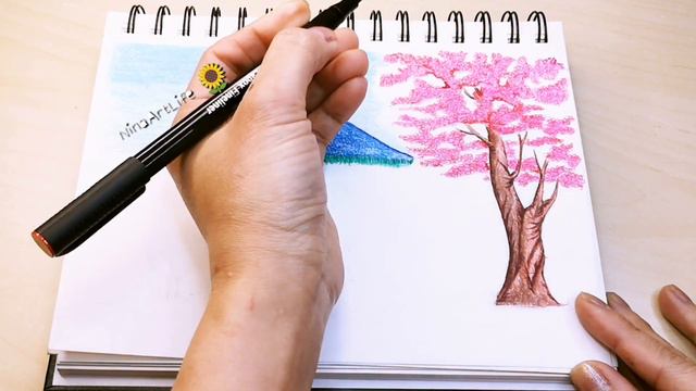 How to draw Mount Fuji with colored pencils смотреть онлайн