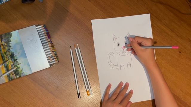 Как нарисовать котенка карандашом ребенку | Легкий поэтапный урок рисования для детей 3 4 и 5 лет смотреть онлайн