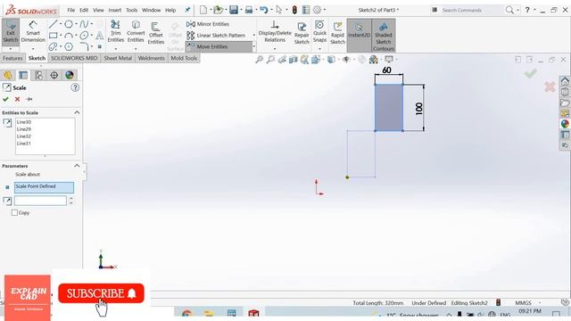 SOLIDWORKS TUTORIALS 2022 SCALE ENTITIES SKETCH COMMAND | HOW TO SCALE SKETCH IN SOLIDWORKS | смотреть онлайн