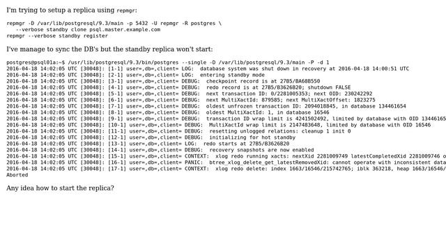 Databases: postgresql: PANIC: cannot operate with inconsistent data смотреть онлайн