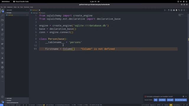SQLalchemy Tutorial #01 Erste Tabelle anlegen [Full-HD] [Deutsch/German] смотреть онлайн