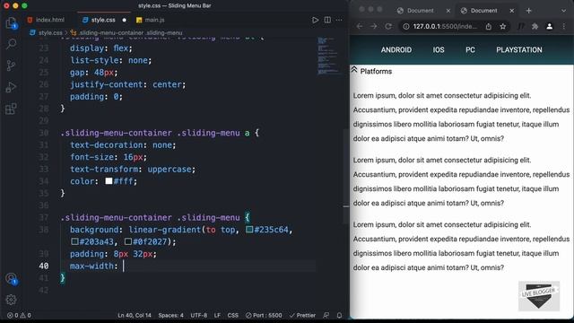 How To Create A Sliding Menu Bar Using HTML, CSS & JavaScript смотреть онлайн