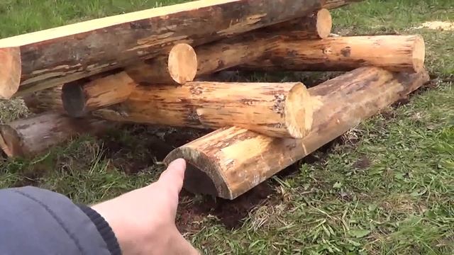 Стол из мощных бревен. Сборка и установка. смотреть онлайн