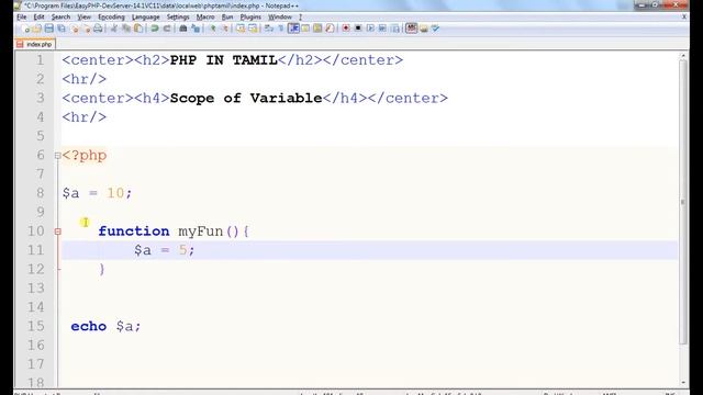 PHP tutorial in Tamil #5 Local Variable in PHP смотреть онлайн