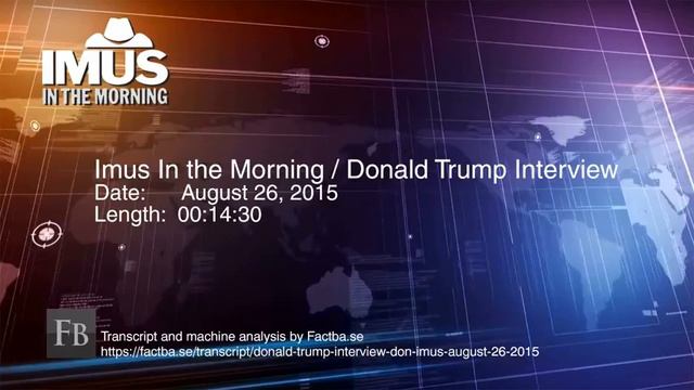 Interview: Donald Trump on Imus in the Morning - August 26, 2015 смотреть онлайн