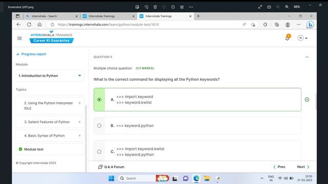Programming with Python INTERNSHALA Module 1 Answers смотреть онлайн