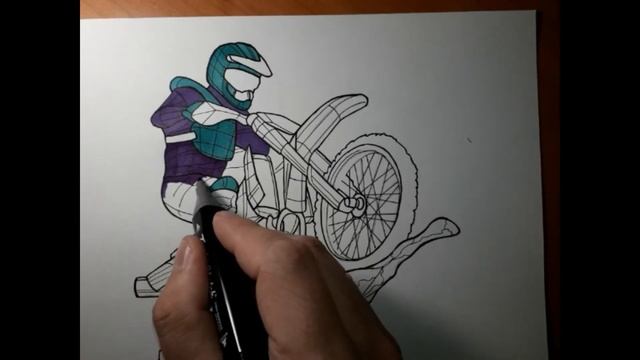 Как нарисовать мотоцикл | motorbike | trial | #moto #mototrial смотреть онлайн