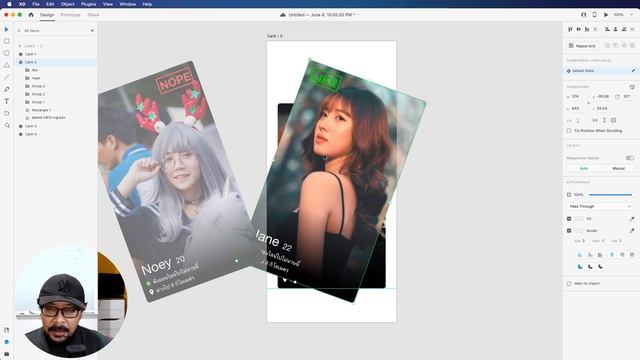 Tinder Card Swipe | Interactive Prototype Adobe XD смотреть онлайн