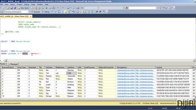 11 - T-SQL Veritabanı Programlama - SELECT IN / NOT IN смотреть онлайн