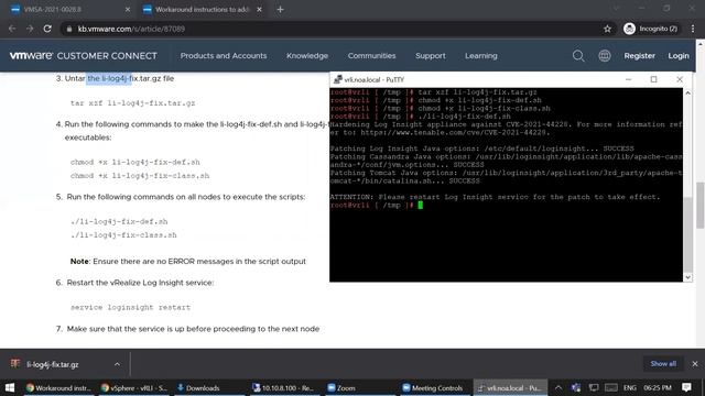 Patching VMware vRealize Log Insight for Log4j Vulnerability | CVE-2021-44228 & CVE-2021-45046 смотреть онлайн