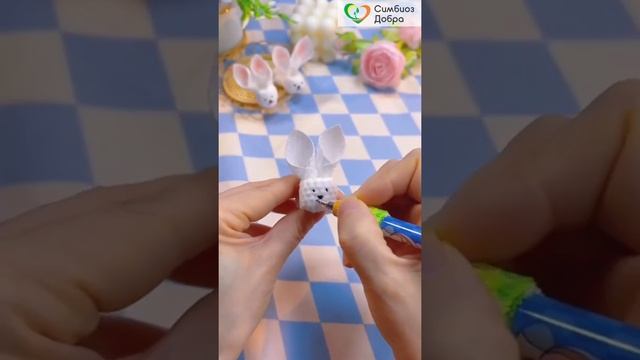 Поделки - Зайчики из салфеток #shorts смотреть онлайн