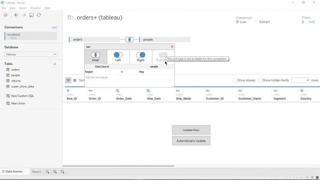 Tableau Why Full outer join type is disabled смотреть онлайн