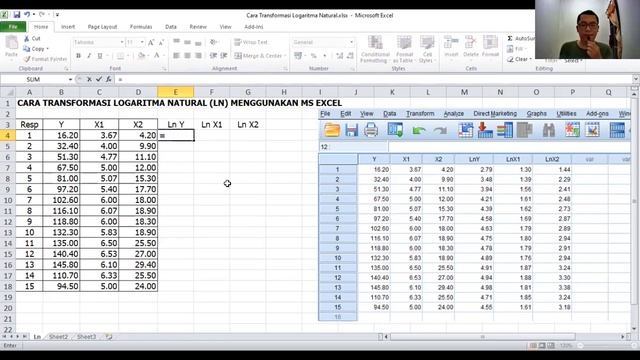 Cara Transformasi Logaritma Natural (Ln) Menggunakan Ms Excel смотреть онлайн
