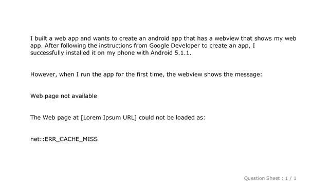 Android : Android Webview gives net::ERR_CACHE_MISS message смотреть онлайн