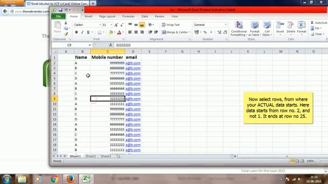 How to convert contacts in Excel xlsx,xls,csv to VCF vCard online at thewebvendor com смотреть онлайн