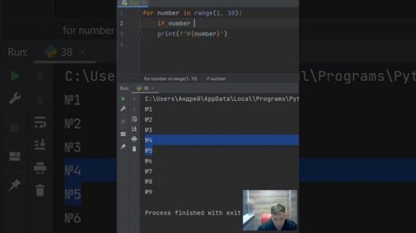 Как пропустить элемент в цикле на python continue