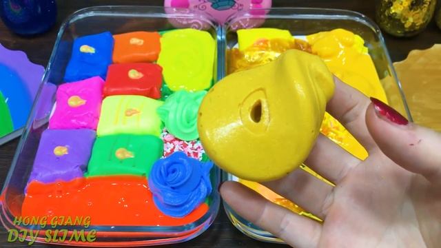 RAINBOW Vs GOLD! Mixing Random Into GLOSSY Slime ! Satisfying Slime Video #1228