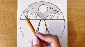 Как нарисовать красивый ПЕЙЗАЖ В КРУГЕ | Простой Способ Нарисовать Пейзаж Карандашом