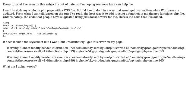Wordpress: "Headers already sent" while trying to add a CSS file to my login page? (2 Solutions!!) смотреть онлайн